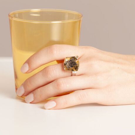 Gio handmade ring in 9k or 18k gold, sterling silver and tourmaline quartz 2 designed by Belen Bajo