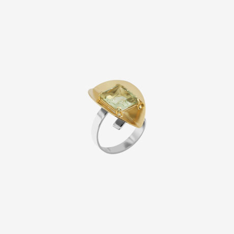 handcrafted Iga ring in 9k or 18k gold, sterling silver, prasiolite designed by Belen Bajo