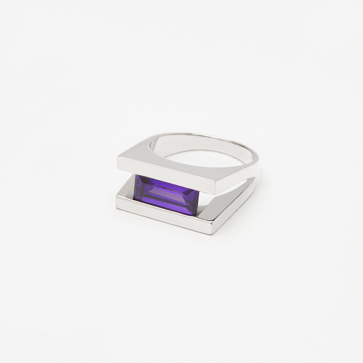 Uka handmade sterling silver and purple zirconia ring 1 designed by Belen Bajo