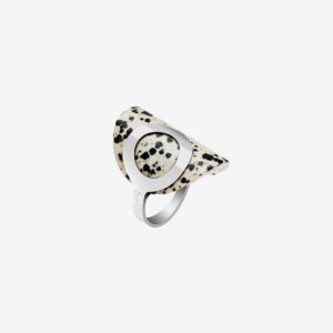 handmade Ema ring in sterling silver and Dalmatian jasper designed by Belen Bajo
