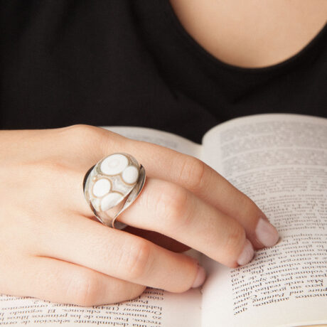 handcrafted Cas ring in sterling silver and ocean jasper designed by Belen Bajo m1