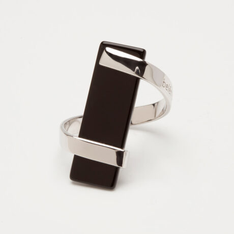 Nya handmade sterling silver and onyx ring 1 designed by Belen Bajo