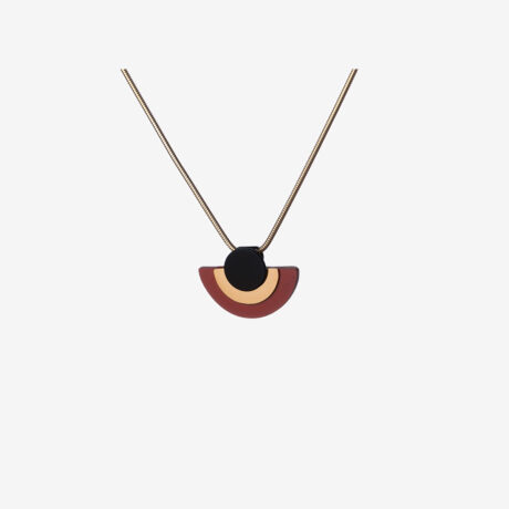 Handmade Luz necklace in 9k or 18k gold, sterling silver, red jasper and onyx designed by Belen Bajo