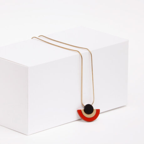 Luz handmade necklace in 9k or 18k gold, sterling silver, red jasper and onyx designed 1 by Belen Bajo