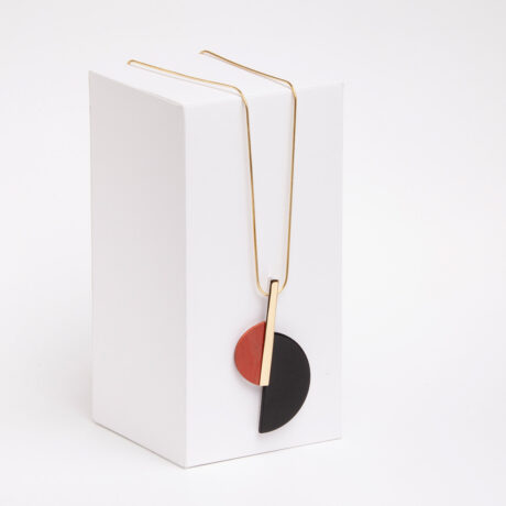 Oza handmade necklace in 9k or 18k gold, sterling silver, red jasper and onyx 1designed by Belen Bajo