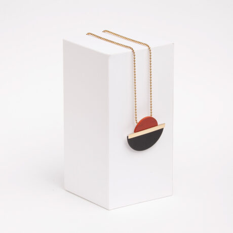 Zei handmade necklace in 9k or 18k gold, sterling silver, red jasper and onyx 1 designed by Belen Bajo