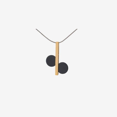 Oio handmade necklace in 9k or 18k gold, sterling silver and onyx designed by Belen Bajo