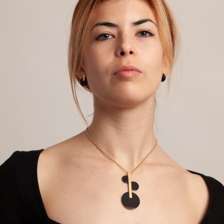 Zul artisan necklace in 9k or 18k gold, sterling silver and onyx designed by Belen Bajo m3