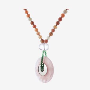 Handmade Wiz necklace in sterling silver, agates and rose quartz designed by Belen Bajo