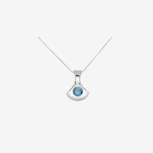Handmade sterling silver and blue zirconia necklace designed by Belen Bajo