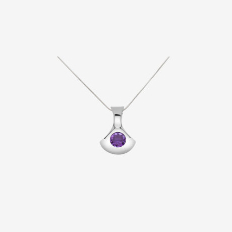 Handcrafted sterling silver and purple zirconia necklace designed by Belen Bajo