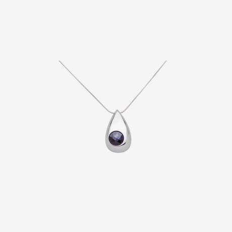 Handmade Tao necklace in sterling silver and purple zirconia designed by Belen Bajo