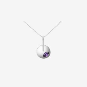collar artesanal Vay de plata de ley y circonita violeta diseñado por Belen Bajo