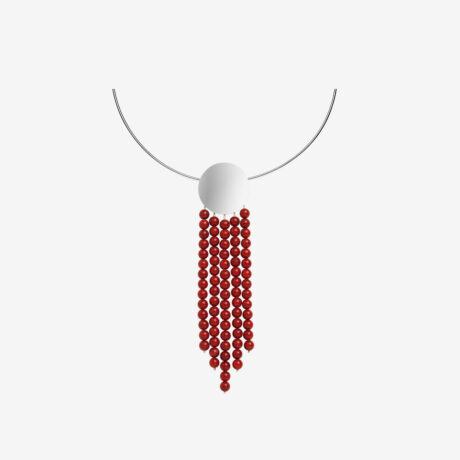Collar artesanal Tik de plata de ley y coral diseñado por Belen Bajo