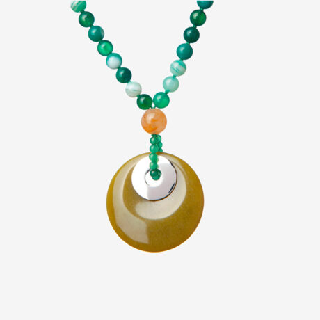 Ari handmade necklace in sterling silver, green jasper and green banded agate designed by Belen Bajo
