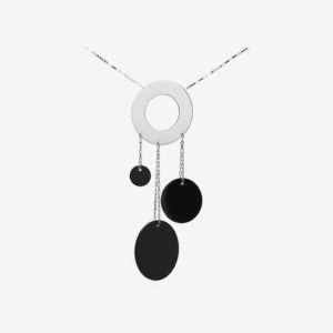 Handmade Ebo necklace in sterling silver and onyx designed by Belen Bajo