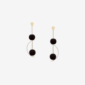 Sia handmade earrings in 9k or 18k gold and black lava designed by Belen Bajo