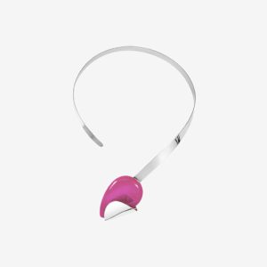 Handmade Cir necklace in sterling silver and fuchsia agate with druse designed by Belen Bajo