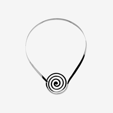 handcrafted Loa necklace in sterling silver in the shape of a spiral designed by Belen Bajo