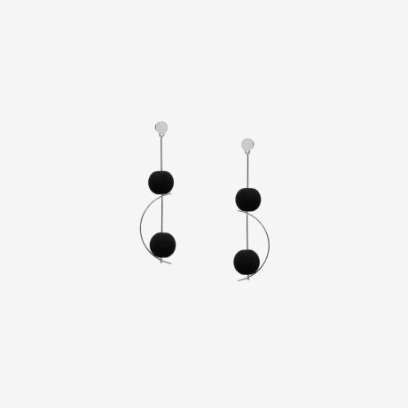 handmade Sax earrings in sterling silver and black lava designed by Belen Bajo