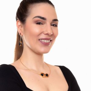 Dua handcrafted necklace in 9k or 18k gold and black lava designed by Belen Bajo m1