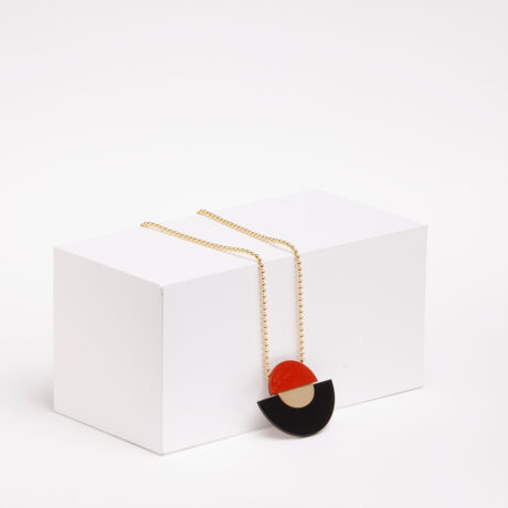 Handmade Zoe necklace in 9k or 18k gold, sterling silver and red jasper designed by Belen Bajo