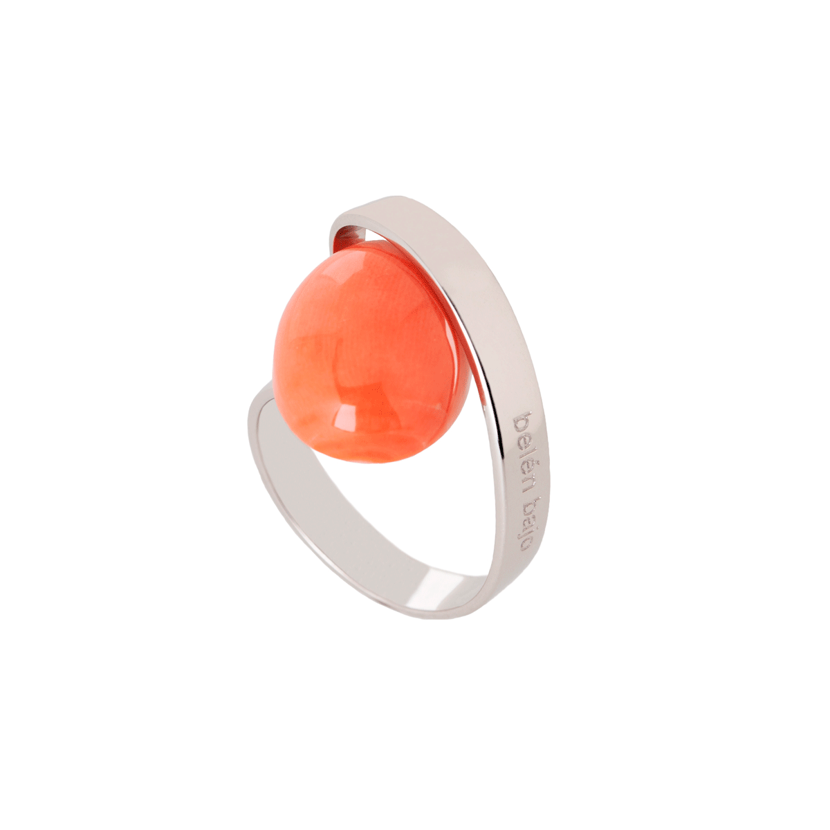 Wei handcrafted ring in sterling silver and coral designed by Belen Bajo