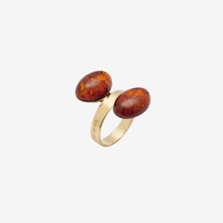 Pas handmade ring in 925 silver plated in 18k gold and amber designed by Belén Bajo