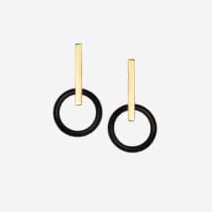 handmade 18k gold plated 925 silver and onyx earrings designed by Belen Bajo