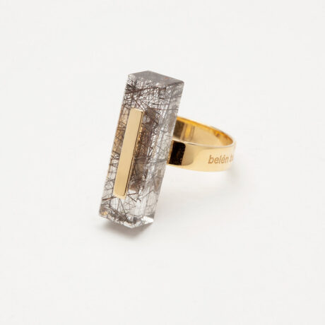 Fow handmade ring in 18k gold plated 925 silver and tourmaline quartz 1 designed by Belen Bajo