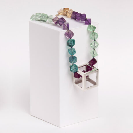 Wao handmade sterling silver and fluorite necklace designed by Belen Bajo