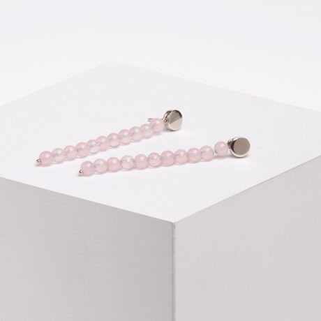 Pal handmade sterling silver and pink agate earrings 1 designed by Belen Bajo
