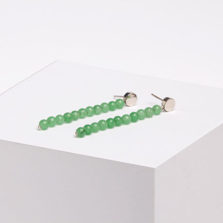 Pal handmade sterling silver and green agate earrings 1 designed by Belen Bajo